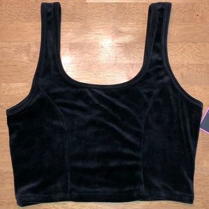 Buttery Soft Mixed Threads Black Crop Tank Top